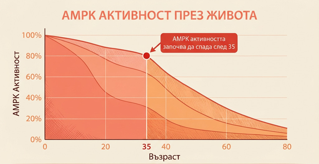 AMPK активност през живота - графика