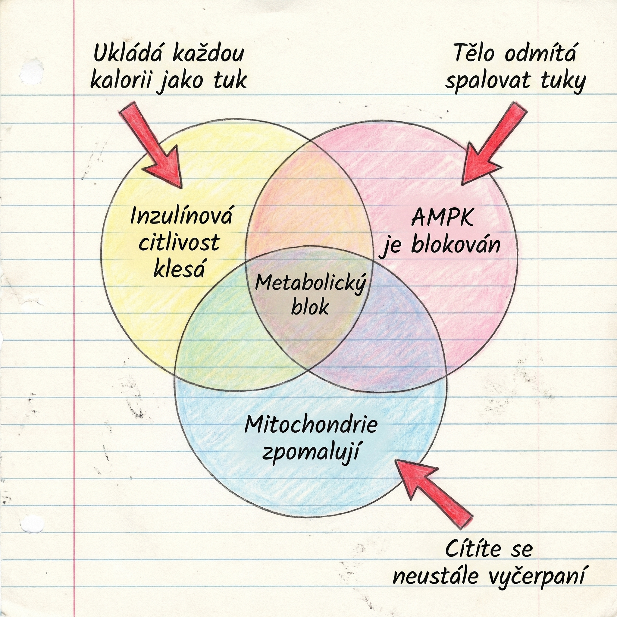 Vennův diagram – Metabolická Blokáda