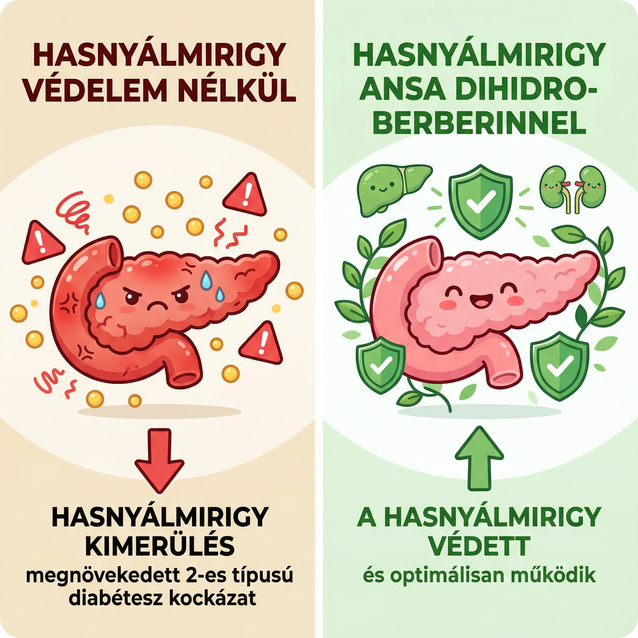 Hasnyálmirigy védelem nélkül vs Hasnyálmirigy Ansa Dihidro-Berberinnel