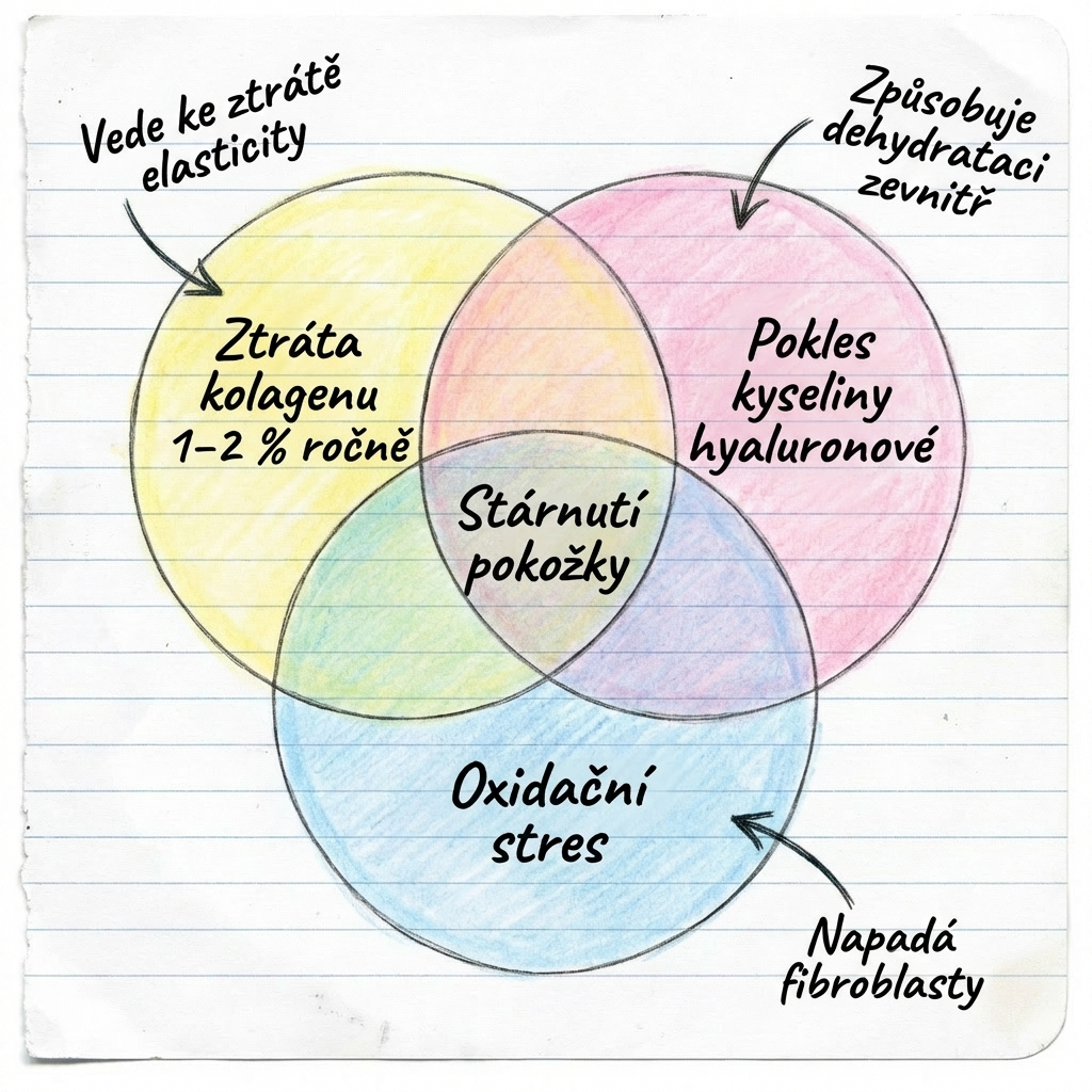 Vennův diagram - 3 příčiny stárnutí pleti